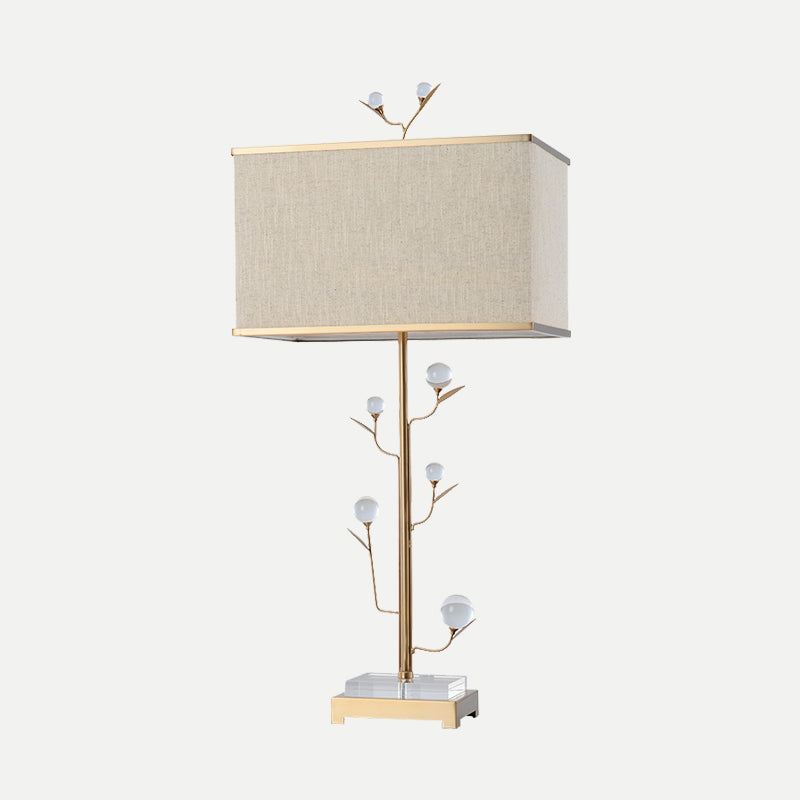 Fabric Rectangular Shape Table Lamp Contemporary 1 Bulb Reading Book Light in Gold Clearhalo 'Lamps' 'Table Lamps' Lighting' 405091