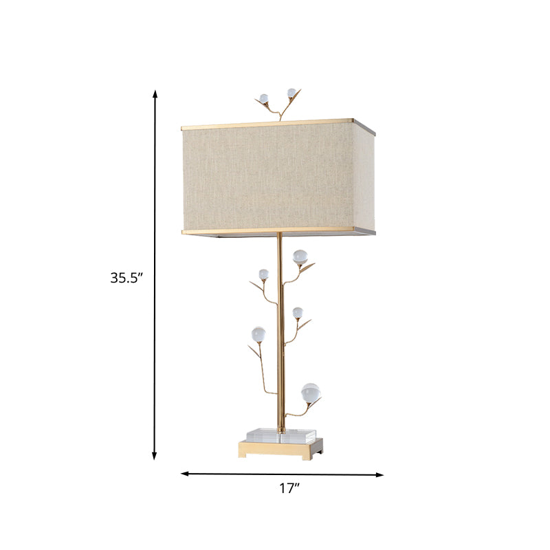 Fabric Rectangular Shape Table Lamp Contemporary 1 Bulb Reading Book Light in Gold Clearhalo 'Lamps' 'Table Lamps' Lighting' 405092