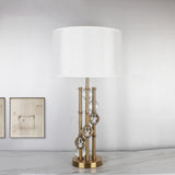 Straight Sided Shade Reading Light Modernist Fabric 1 Bulb Nightstand Lamp in Gold Clearhalo 'Lamps' 'Table Lamps' Lighting' 405104