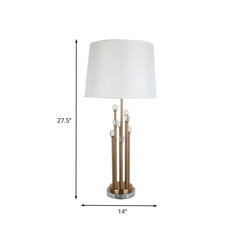 Contemporary Tapered Drum Task Light Fabric 1 Head Night Table Lamp in Gold for Bedroom Clearhalo 'Lamps' 'Table Lamps' Lighting' 405112