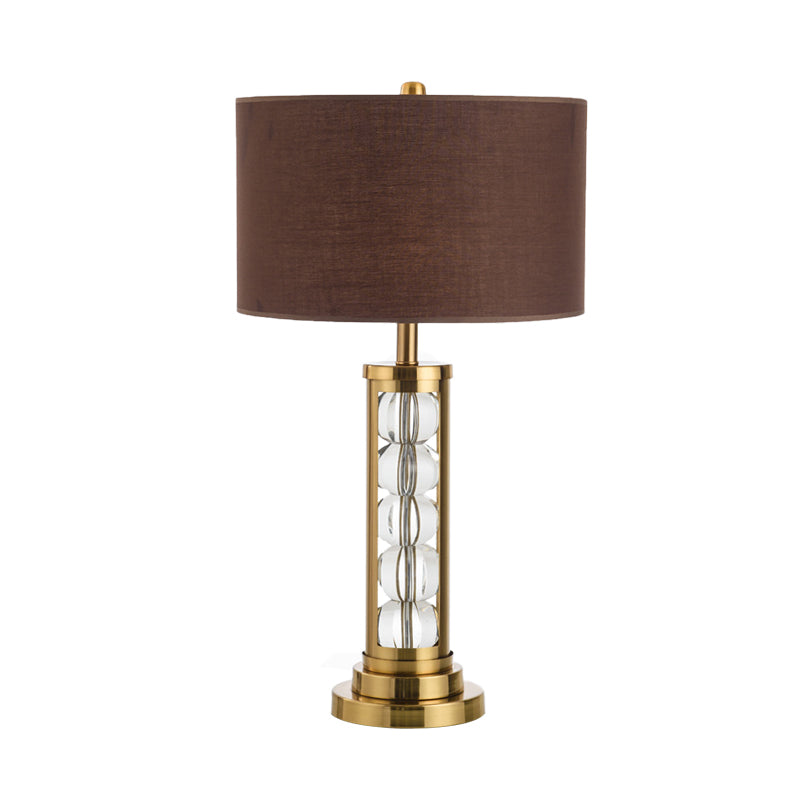 1 Head Study Task Lighting Modern Gold Small Desk Lamp with Cylinder Fabric Shade Clearhalo 'Lamps' 'Table Lamps' Lighting' 405120