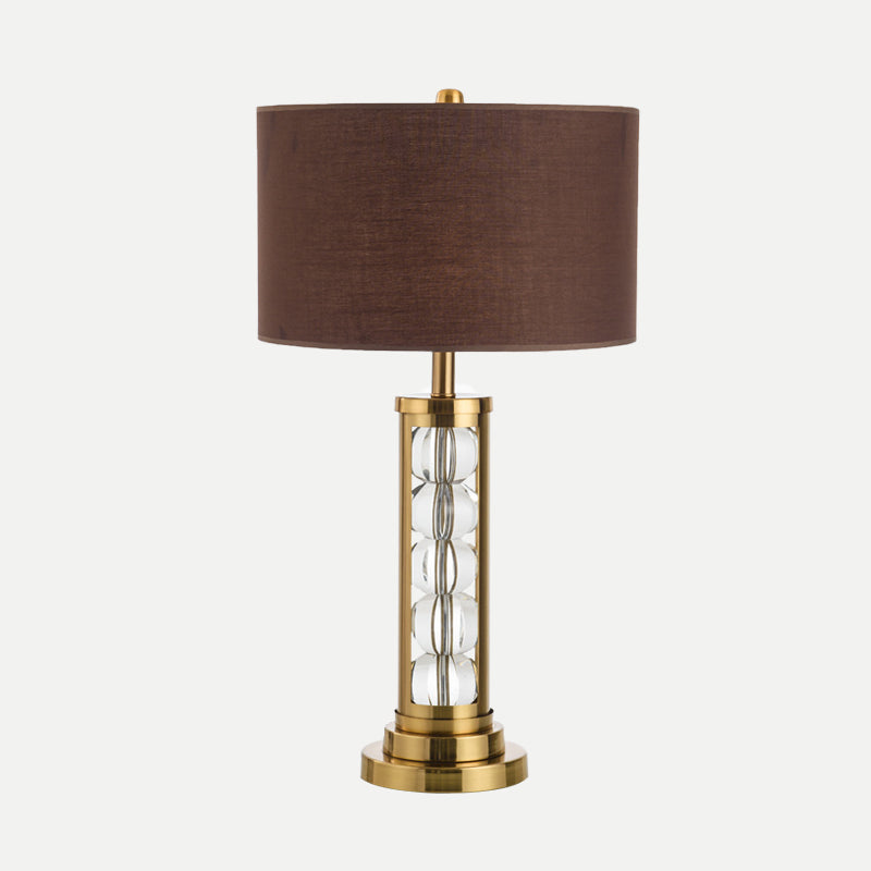 1 Head Study Task Lighting Modern Gold Small Desk Lamp with Cylinder Fabric Shade Clearhalo 'Lamps' 'Table Lamps' Lighting' 405121
