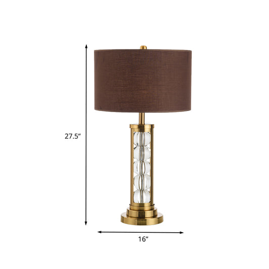 1 Head Study Task Lighting Modern Gold Small Desk Lamp with Cylinder Fabric Shade Clearhalo 'Lamps' 'Table Lamps' Lighting' 405122