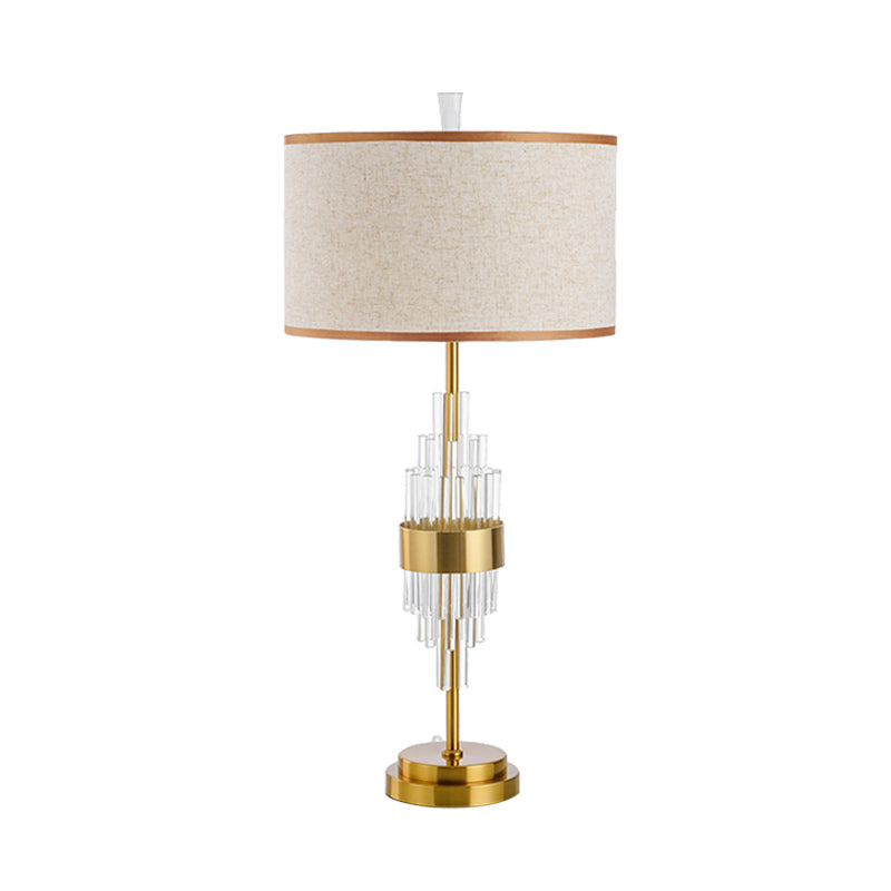 Straight Sided Shade Table Light Modernist Fabric 1 Head Small Desk Lamp in Gold Clearhalo 'Lamps' 'Table Lamps' Lighting' 405150