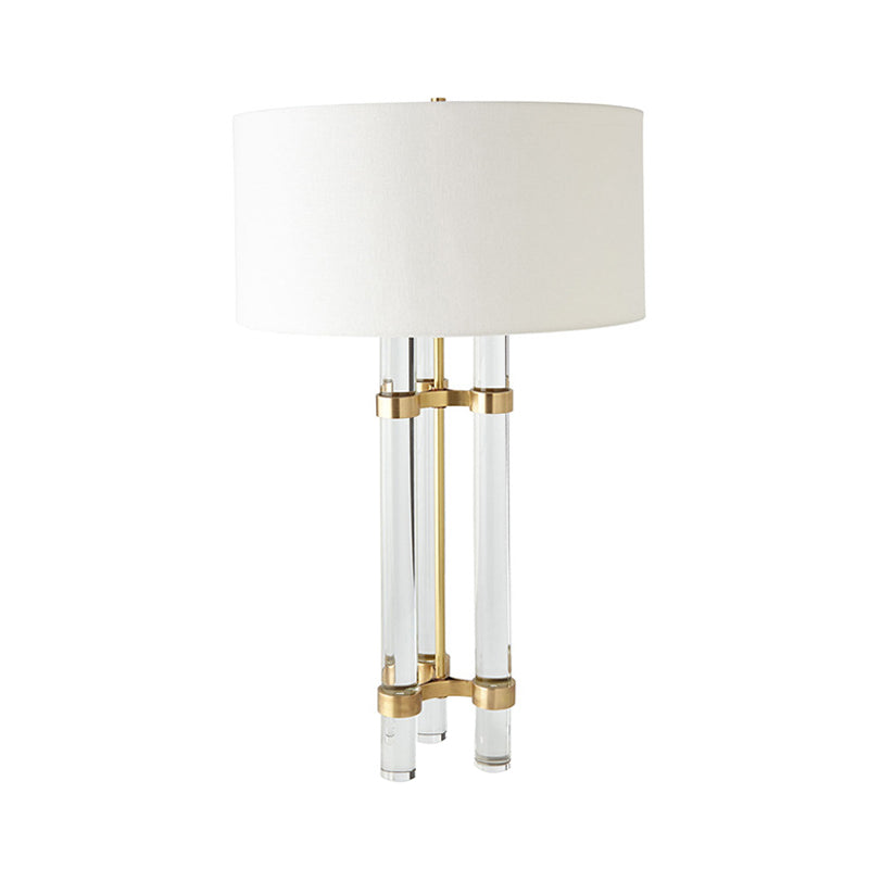 1 Head Cylindrical Task Light Modernist Hand-Cut Crystal Nightstand Lamp in Gold Clearhalo 'Lamps' 'Table Lamps' Lighting' 405175