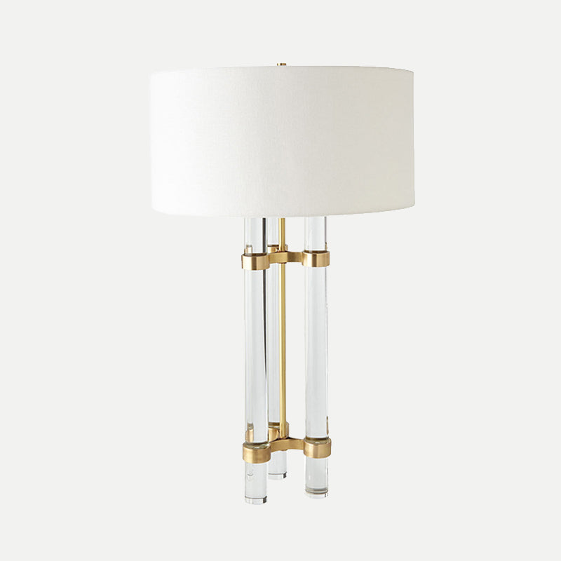 1 Head Cylindrical Task Light Modernist Hand-Cut Crystal Nightstand Lamp in Gold Clearhalo 'Lamps' 'Table Lamps' Lighting' 405176