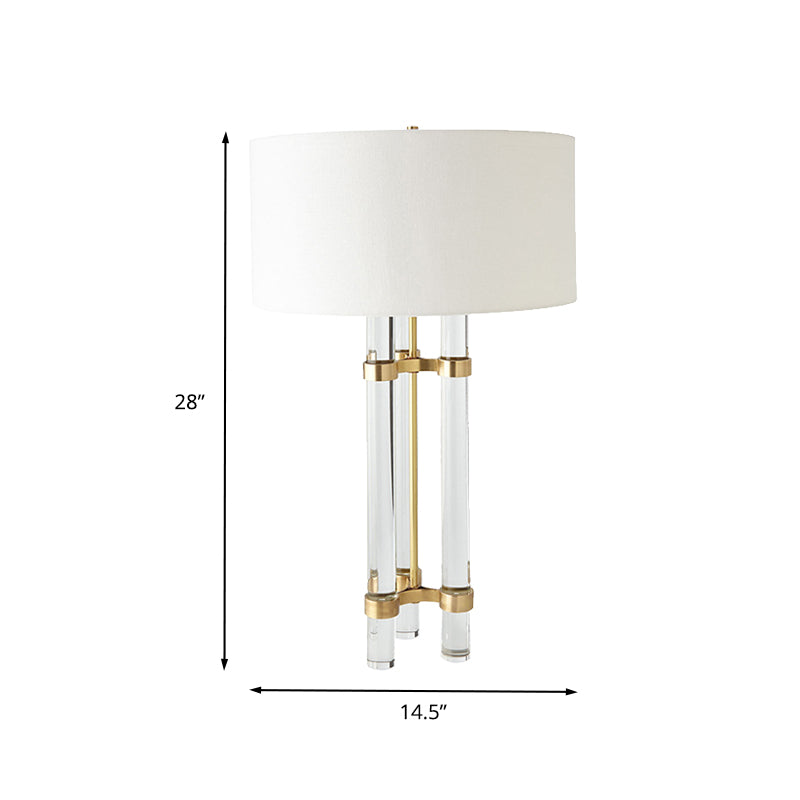 1 Head Cylindrical Task Light Modernist Hand-Cut Crystal Nightstand Lamp in Gold Clearhalo 'Lamps' 'Table Lamps' Lighting' 405177