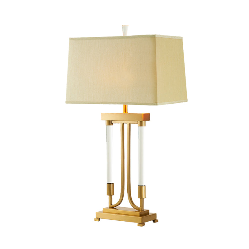 Contemporary 1 Bulb Task Lighting Gold Trapezoid Small Desk Lamp with Fabric Shade Clearhalo 'Lamps' 'Table Lamps' Lighting' 405185