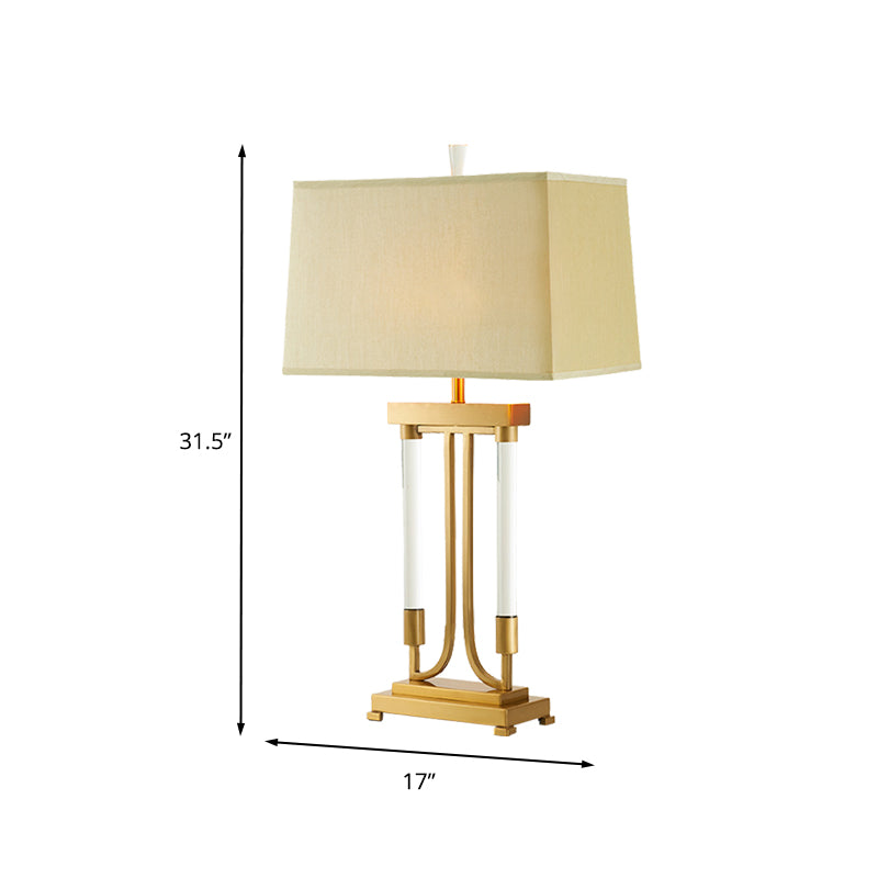 Contemporary 1 Bulb Task Lighting Gold Trapezoid Small Desk Lamp with Fabric Shade Clearhalo 'Lamps' 'Table Lamps' Lighting' 405187