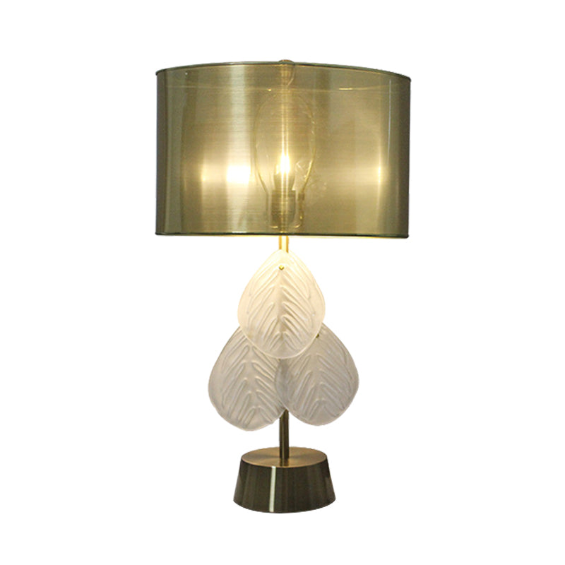 Leaf Shape Desk Light Modernism Hand-Cut Crystal 1 Bulb Night Table Lamp in Gold Clearhalo 'Lamps' 'Table Lamps' Lighting' 405190