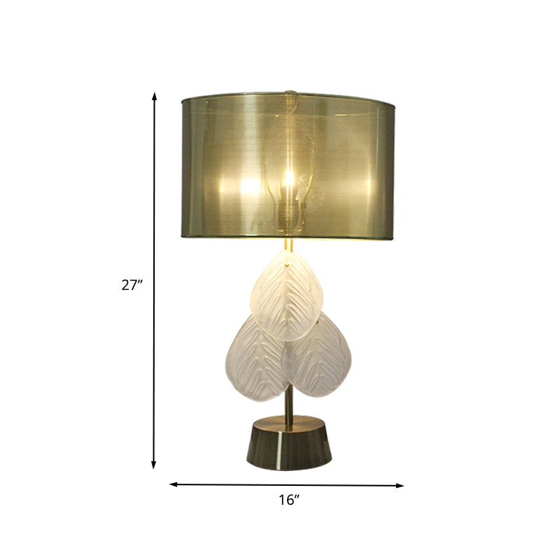 Leaf Shape Desk Light Modernism Hand-Cut Crystal 1 Bulb Night Table Lamp in Gold Clearhalo 'Lamps' 'Table Lamps' Lighting' 405192