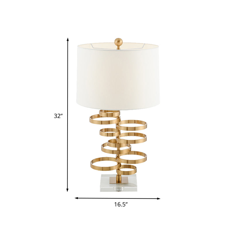 Gold Round Task Lighting Modern 1 Bulb Metallic Small Desk Lamp with Fabric Shade Clearhalo 'Lamps' 'Table Lamps' Lighting' 405212