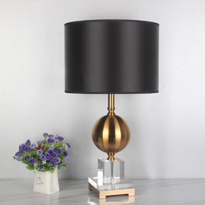 1 Head Cylinder Table Light Modernism Fabric Reading Lamp in Gold for Dining Room Clearhalo 'Lamps' 'Table Lamps' Lighting' 405214