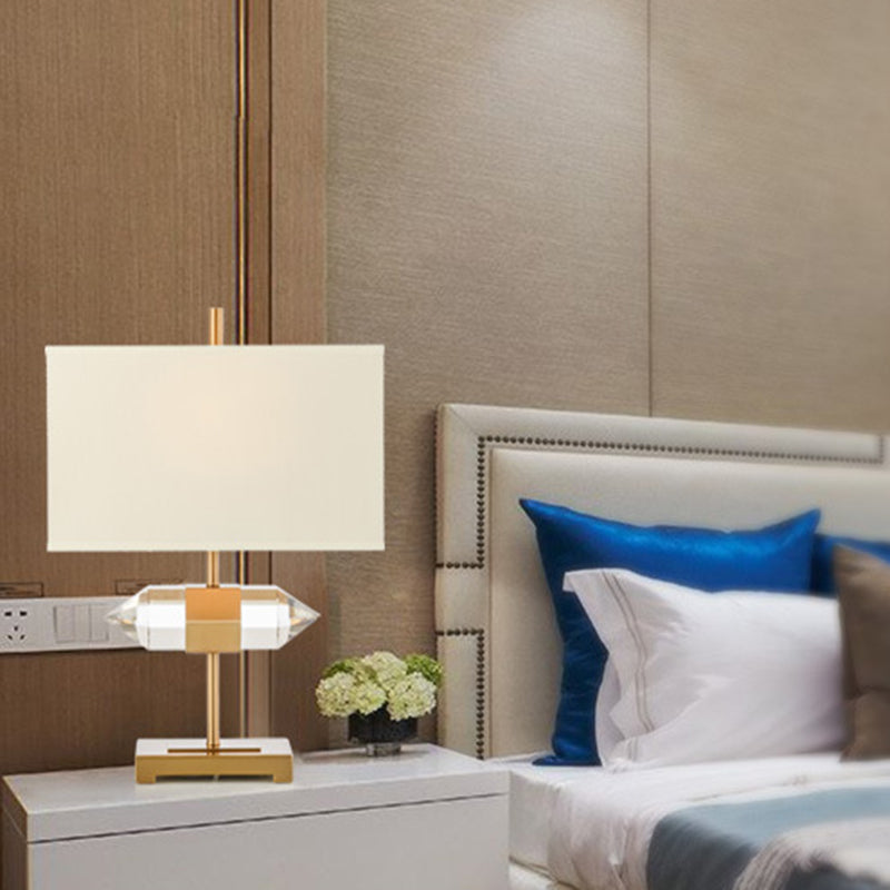 Contemporary 1 Bulb Desk Light Gold Rectangular Night Table Lamp with Fabric Shade Clearhalo 'Lamps' 'Table Lamps' Lighting' 405220