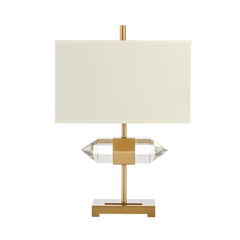 Contemporary 1 Bulb Desk Light Gold Rectangular Night Table Lamp with Fabric Shade Clearhalo 'Lamps' 'Table Lamps' Lighting' 405221