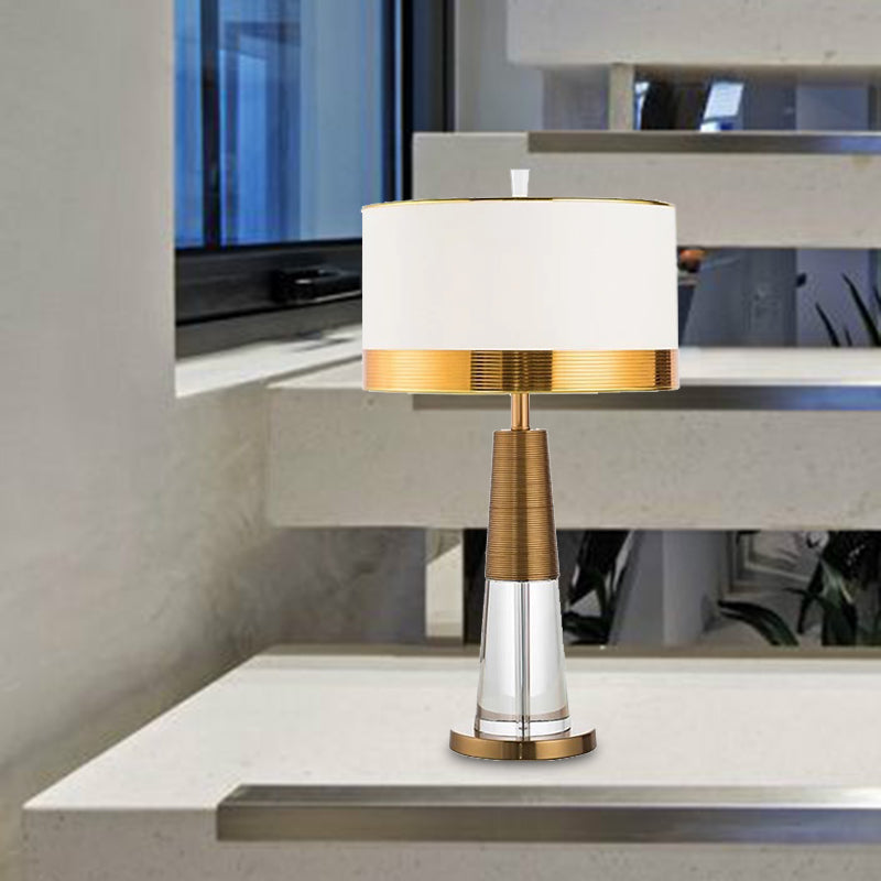1 Head Living Room Desk Lamp Modern Gold Table Light with Cylindrical Fabric Shade Gold Clearhalo 'Lamps' 'Table Lamps' Lighting' 405238