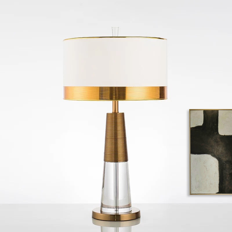 1 Head Living Room Desk Lamp Modern Gold Table Light with Cylindrical Fabric Shade Clearhalo 'Lamps' 'Table Lamps' Lighting' 405239