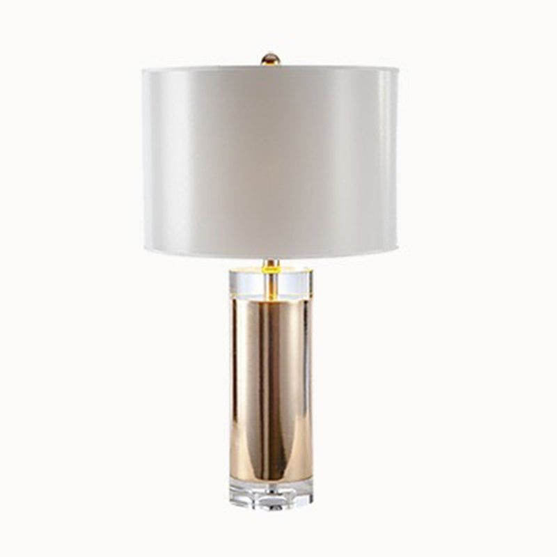 Straight Sided Shade Table Light Modernism Fabric 1 Head Small Desk Lamp in Rose Gold Clearhalo 'Lamps' 'Table Lamps' Lighting' 405251