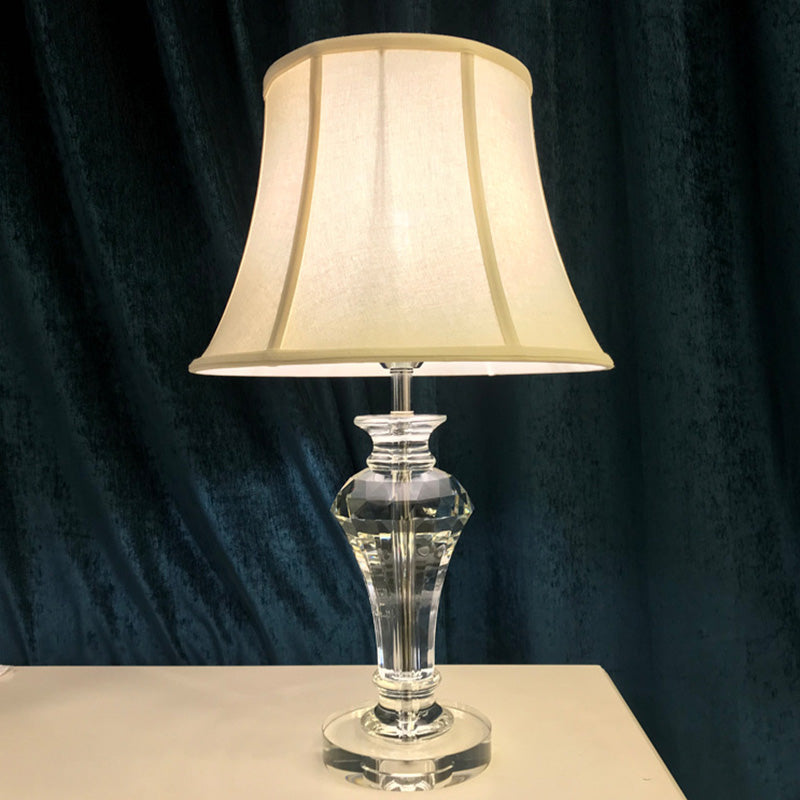 Contemporary 1 Bulb Task Light White Paneled Bell Reading Lamp with Fabric Shade Clearhalo 'Lamps' 'Table Lamps' Lighting' 405299