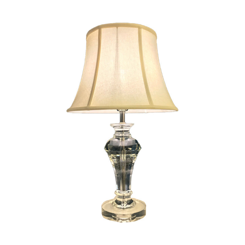 Contemporary 1 Bulb Task Light White Paneled Bell Reading Lamp with Fabric Shade Clearhalo 'Lamps' 'Table Lamps' Lighting' 405300