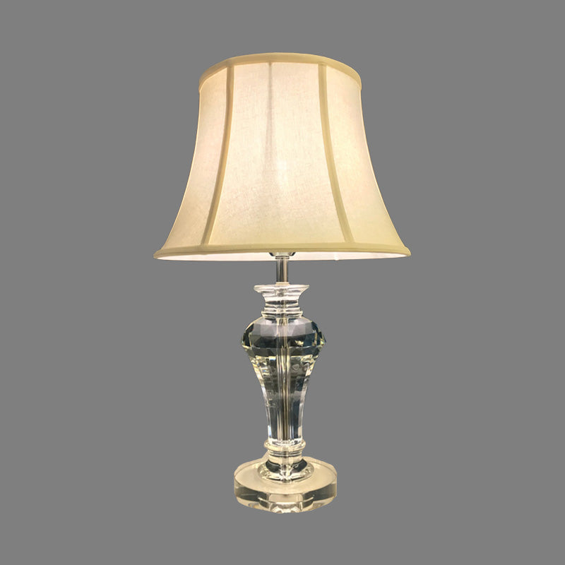 Contemporary 1 Bulb Task Light White Paneled Bell Reading Lamp with Fabric Shade Clearhalo 'Lamps' 'Table Lamps' Lighting' 405301