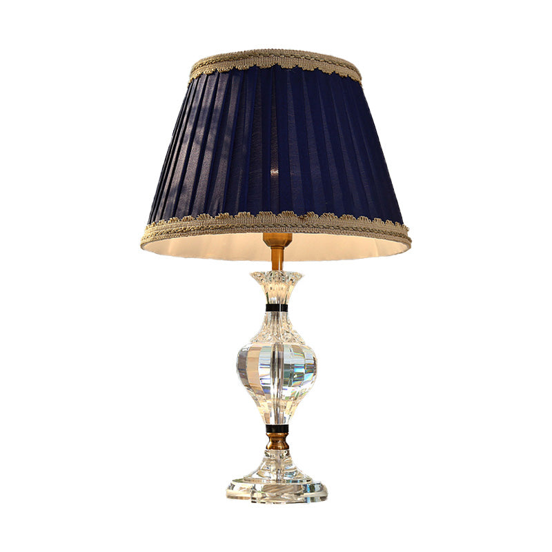 Modernism Jar Shape Nightstand Lamp Clear Crystal 1 Head Reading Book Light in Blue Clearhalo 'Lamps' 'Table Lamps' Lighting' 405316