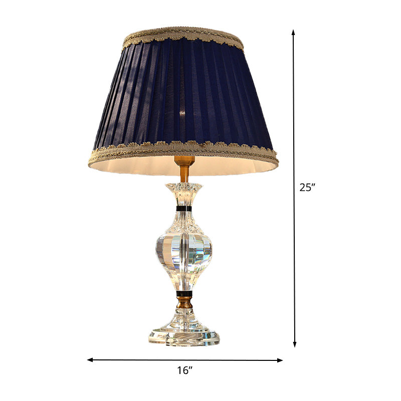 Modernism Jar Shape Nightstand Lamp Clear Crystal 1 Head Reading Book Light in Blue Clearhalo 'Lamps' 'Table Lamps' Lighting' 405317