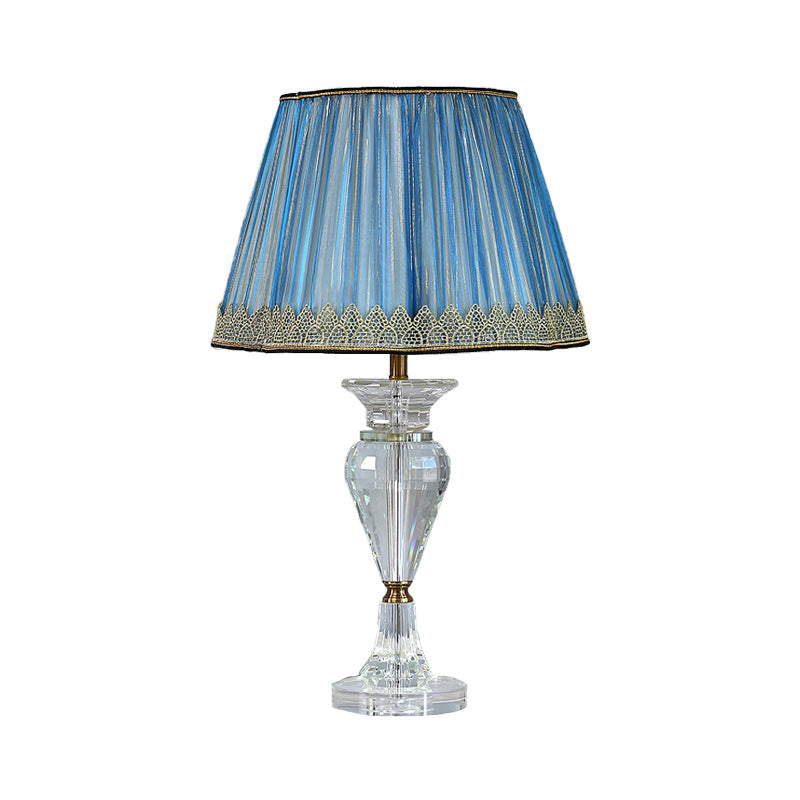 1 Head Urn-Shaped Table Light Contemporary Beveled Crystal Small Desk Lamp in Blue Clearhalo 'Lamps' 'Table Lamps' Lighting' 405321