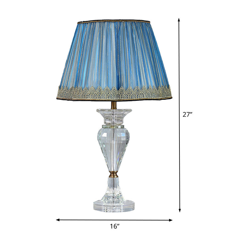 1 Head Urn-Shaped Table Light Contemporary Beveled Crystal Small Desk Lamp in Blue Clearhalo 'Lamps' 'Table Lamps' Lighting' 405322