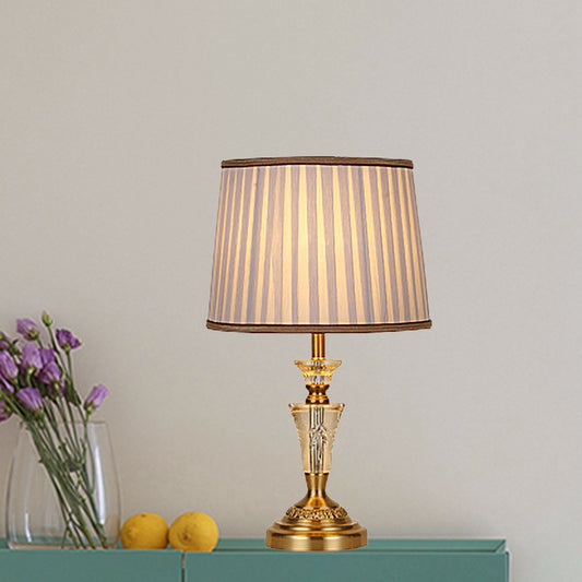 Contemporary 1 Bulb Nightstand Lamp Gold Cone Reading Book Light with Fabric Shade Gold Clearhalo 'Lamps' 'Table Lamps' Lighting' 405418