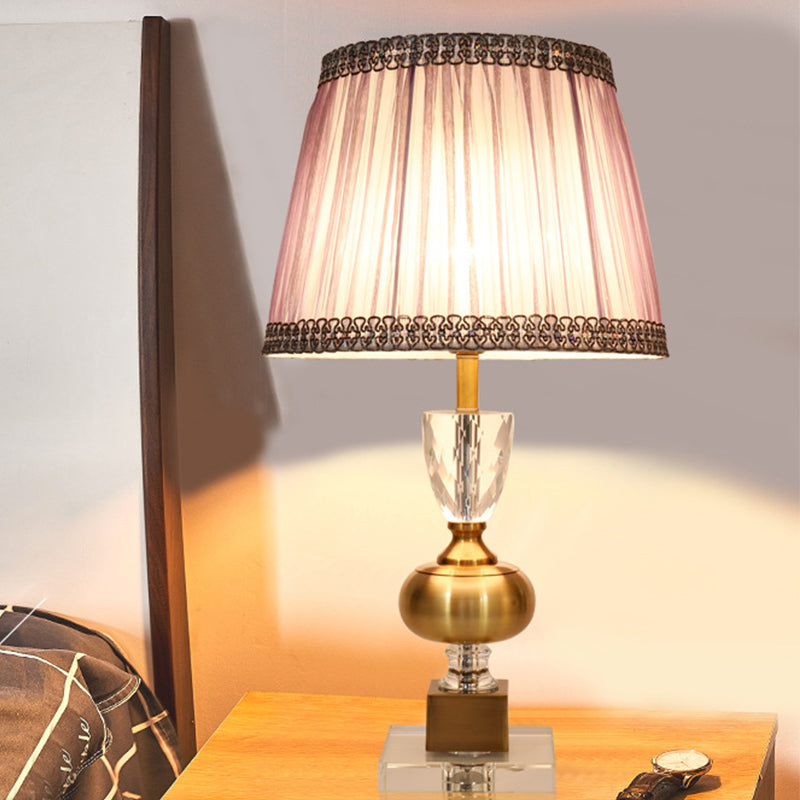 Tapered Study Lamp Modern Fabric 1 Bulb Task Lighting in Light Purple for Bedroom Clearhalo 'Lamps' 'Table Lamps' Lighting' 405449