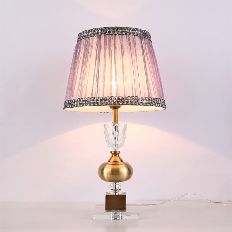 Tapered Study Lamp Modern Fabric 1 Bulb Task Lighting in Light Purple for Bedroom Clearhalo 'Lamps' 'Table Lamps' Lighting' 405450