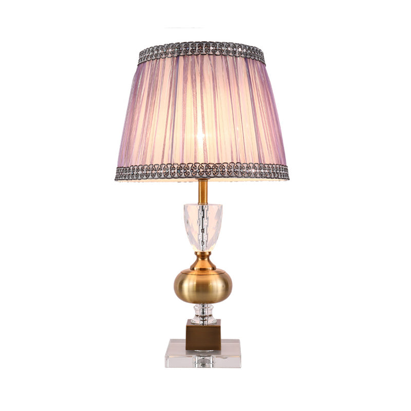 Tapered Study Lamp Modern Fabric 1 Bulb Task Lighting in Light Purple for Bedroom Clearhalo 'Lamps' 'Table Lamps' Lighting' 405451