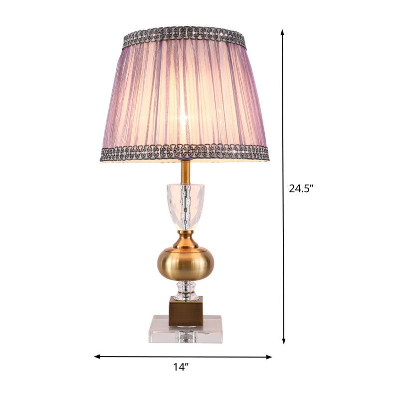 Tapered Study Lamp Modern Fabric 1 Bulb Task Lighting in Light Purple for Bedroom Clearhalo 'Lamps' 'Table Lamps' Lighting' 405452