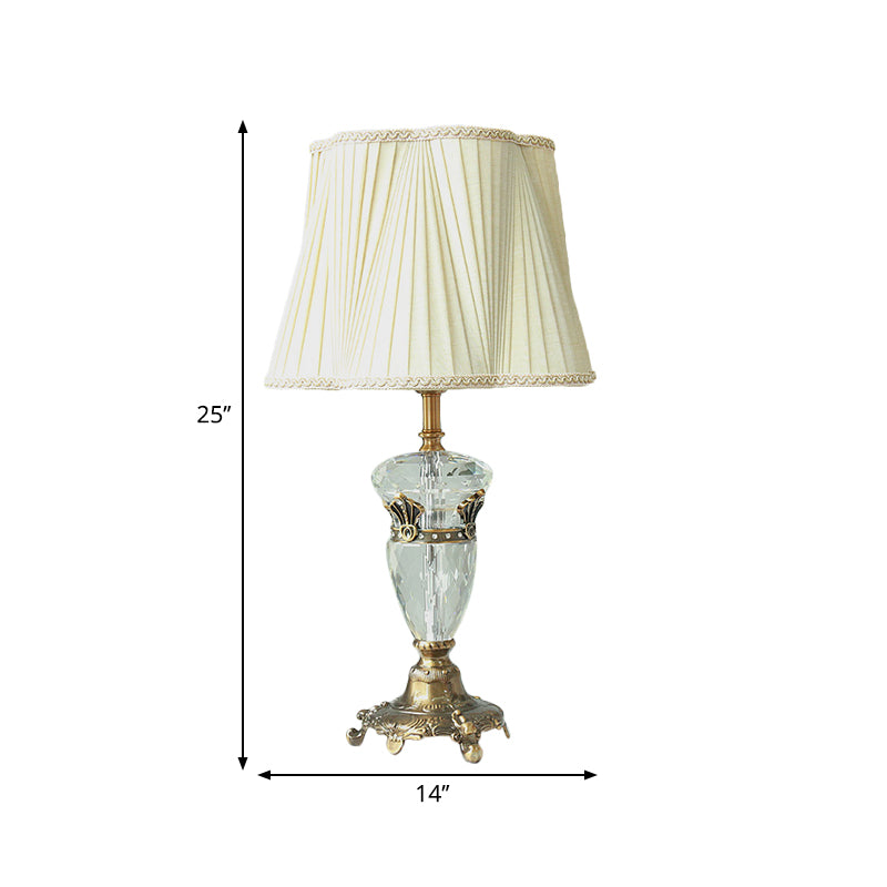 Crystal Pleated Lampshade Night Light Modern 1 Head Gold Table Lighting with Faux-Braided Detailing Clearhalo 'Lamps' 'Table Lamps' Lighting' 405521