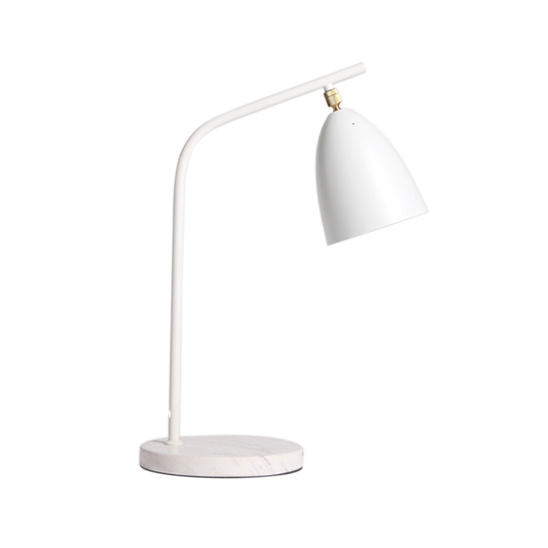 Metal Bell Nightstand Lamp Modern 1 Bulb Reading Book Light in White with Curvy Arm Clearhalo 'Lamps' 'Table Lamps' Lighting' 405559