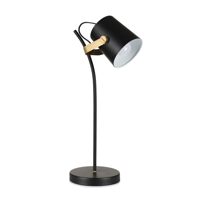 Contemporary 1 Head Task Lighting Black Barrel Small Desk Lamp with Metal Shade Clearhalo 'Lamps' 'Table Lamps' Lighting' 405564