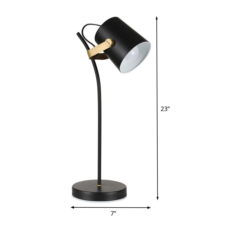 Contemporary 1 Head Task Lighting Black Barrel Small Desk Lamp with Metal Shade Clearhalo 'Lamps' 'Table Lamps' Lighting' 405565