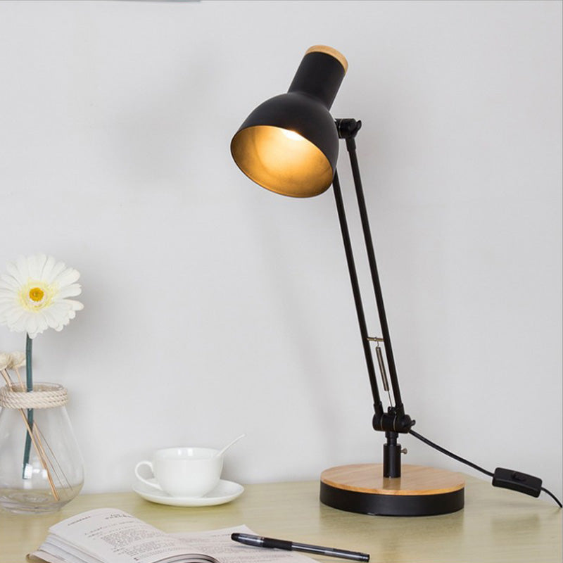 Domed Metal Desk Light Modernist 1 Bulb Black/White Night Table Lamp with Rotating Node Black Clearhalo 'Lamps' 'Table Lamps' Lighting' 405566