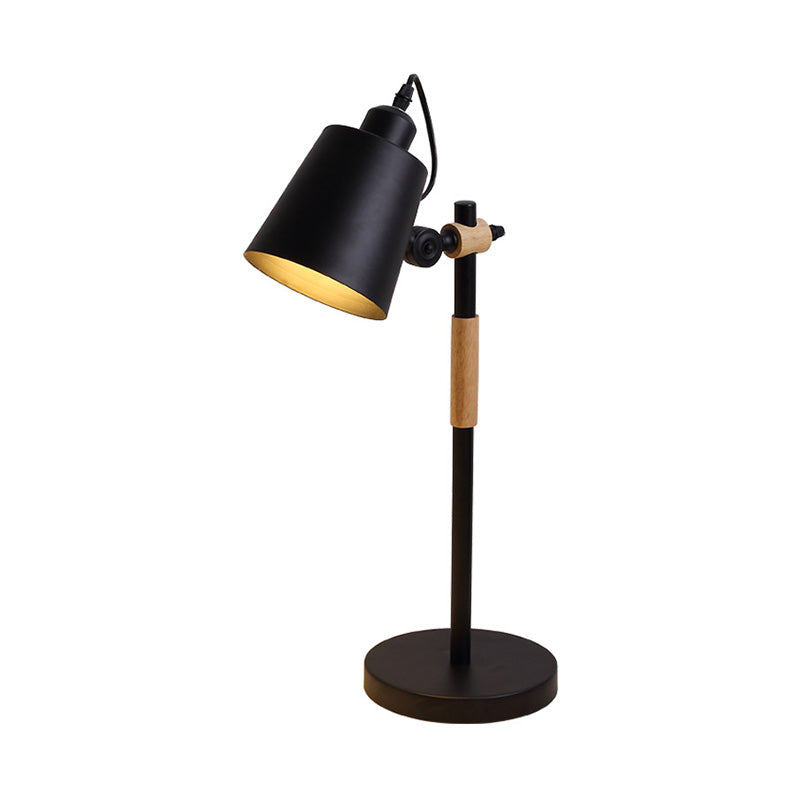 Metal Tapered Task Lighting Macaron 1 Head Yellow/Black/White Reading Book Light for Living Room Clearhalo 'Lamps' 'Table Lamps' Lighting' 405577