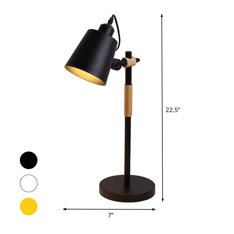 Metal Tapered Task Lighting Macaron 1 Head Yellow/Black/White Reading Book Light for Living Room Clearhalo 'Lamps' 'Table Lamps' Lighting' 405578