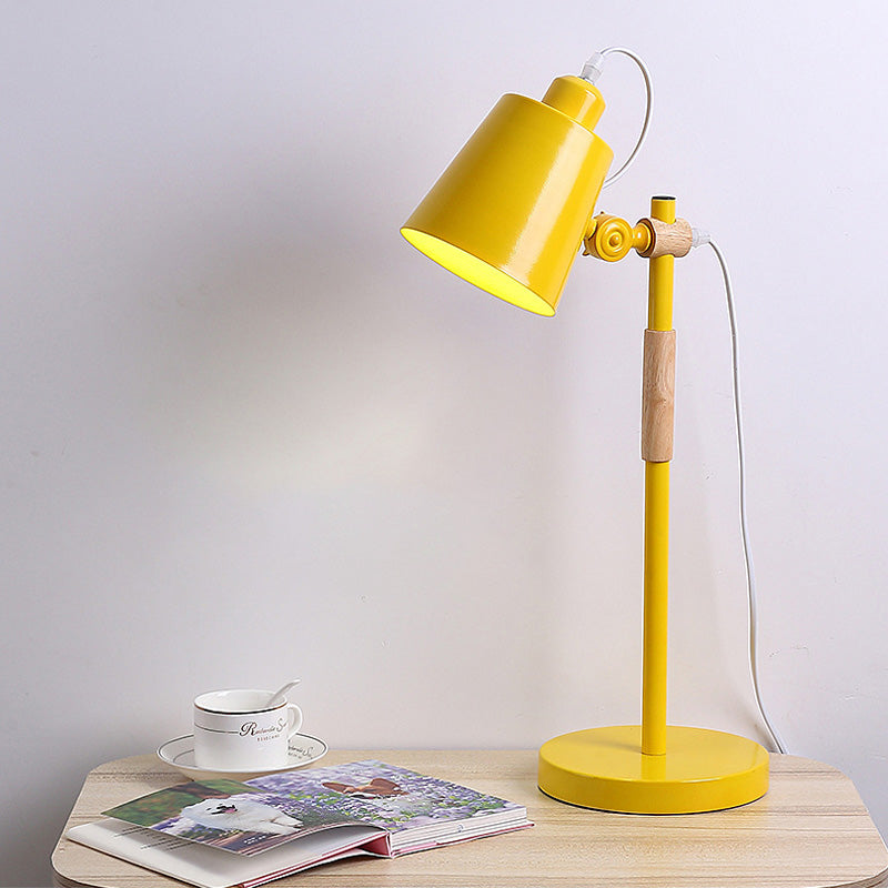 Metal Tapered Task Lighting Macaron 1 Head Yellow/Black/White Reading Book Light for Living Room Clearhalo 'Lamps' 'Table Lamps' Lighting' 405583