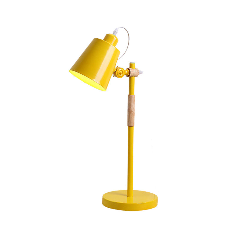 Metal Tapered Task Lighting Macaron 1 Head Yellow/Black/White Reading Book Light for Living Room Clearhalo 'Lamps' 'Table Lamps' Lighting' 405584