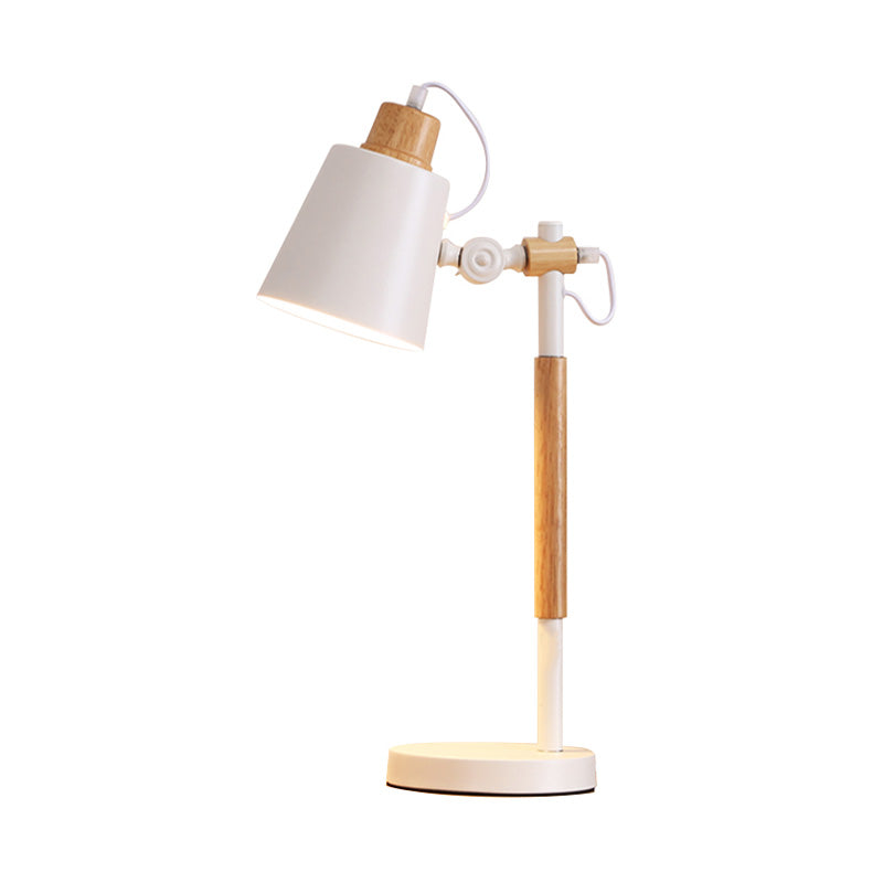 1 Head Study Task Lighting Modernist White/Black Small Desk Lamp with Conical Metal Shade Clearhalo 'Lamps' 'Table Lamps' Lighting' 405604