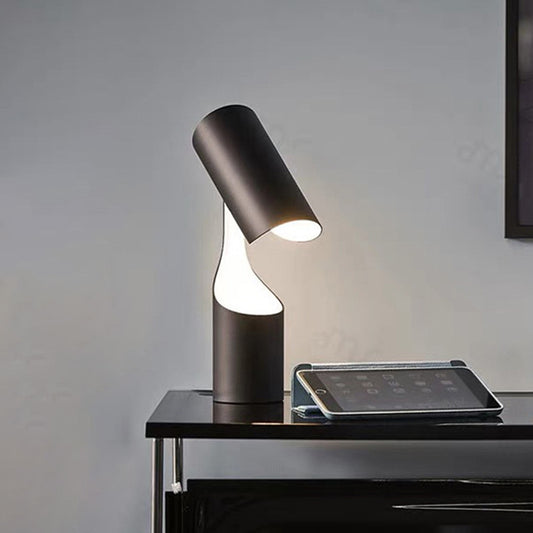 Metal Cylindrical Task Light Modernism 1 Head Night Table Lamp in Black for Bedroom Black Clearhalo 'Lamps' 'Table Lamps' Lighting' 405633