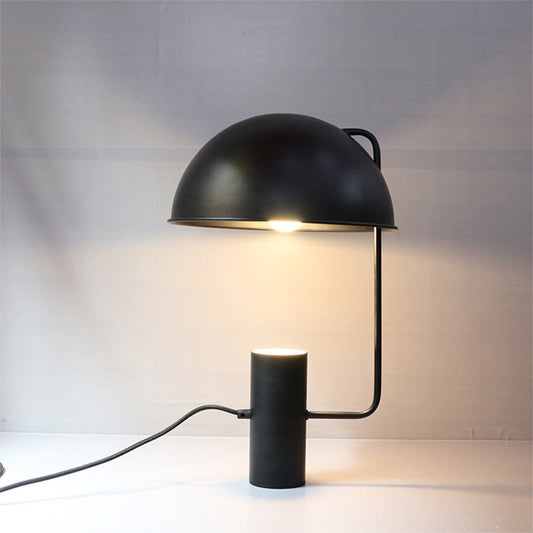 Hemisphere Nightstand Lamp Contemporary Metal 1 Bulb Reading Book Light in Black Black Clearhalo 'Lamps' 'Table Lamps' Lighting' 405638