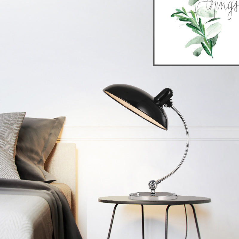 1 Head Dining Room Task Light Modern Black Small Desk Lamp with Flat Metal Shade Black Clearhalo 'Lamps' 'Table Lamps' Lighting' 405643