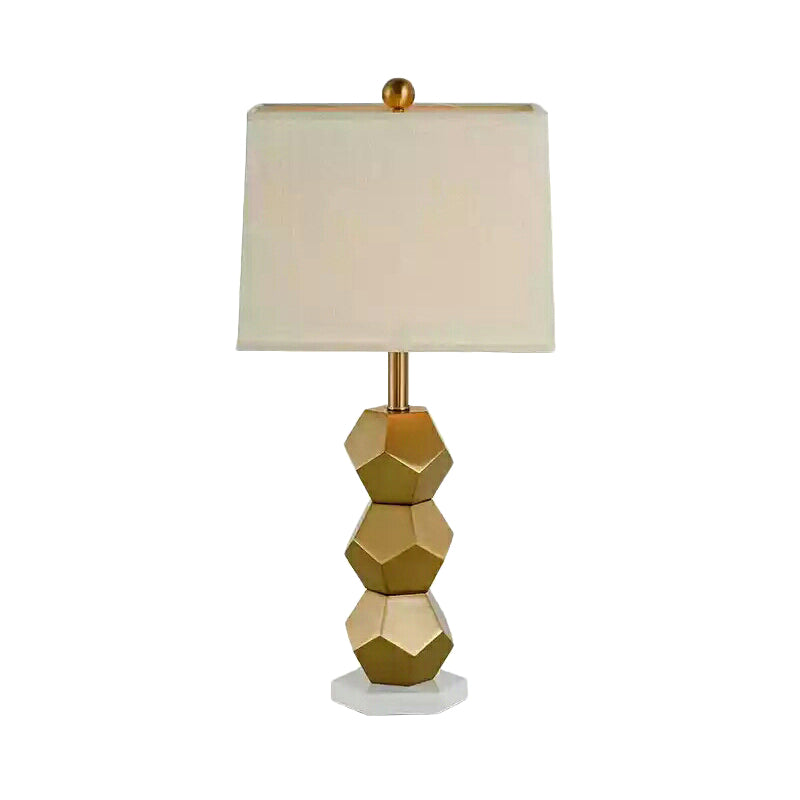 Gold Trapezoid Night Table Lighting Post-Modern 1-Head Fabric Nightstand Lamp for Bedroom Clearhalo 'Lamps' 'Table Lamps' Lighting' 405704