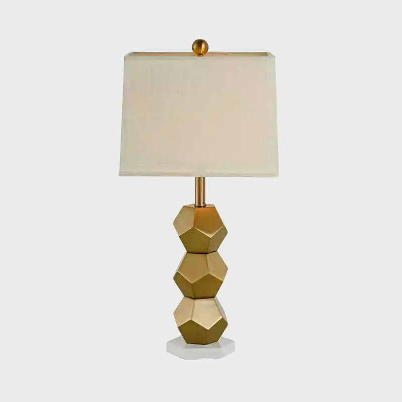 Gold Trapezoid Night Table Lighting Post-Modern 1-Head Fabric Nightstand Lamp for Bedroom Clearhalo 'Lamps' 'Table Lamps' Lighting' 405705