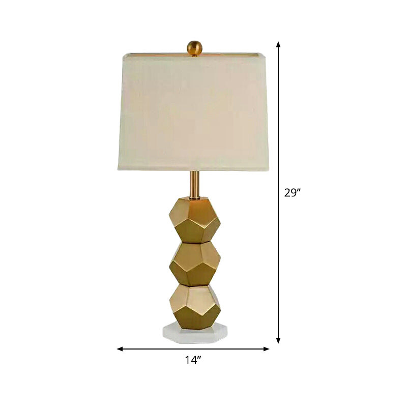 Gold Trapezoid Night Table Lighting Post-Modern 1-Head Fabric Nightstand Lamp for Bedroom Clearhalo 'Lamps' 'Table Lamps' Lighting' 405706